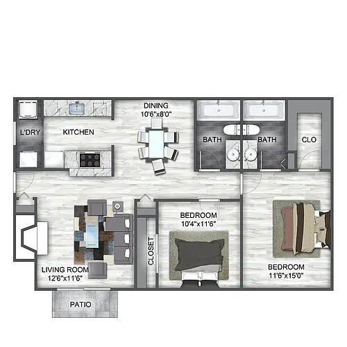 Floor plan B2 2 Bedroom