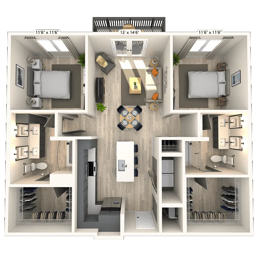 Floor plan B1 2x2 1082 SF-FP