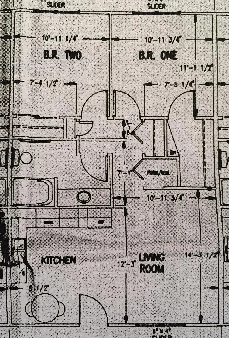 2Bed/1Bath Floor Plan