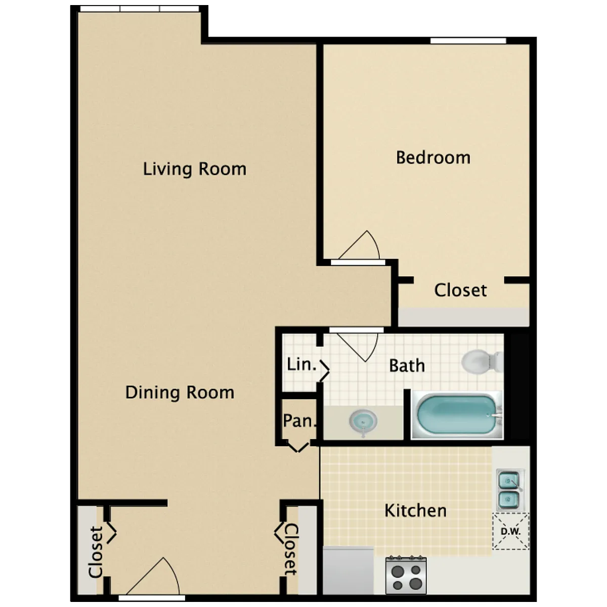 Floor plan 1 BED 1 BATH