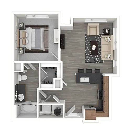 Floor plan 1 Bedroom Affordable - A1