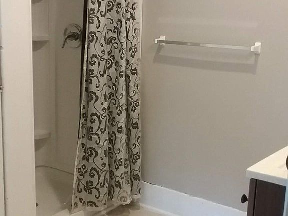 new shower and access to basement laundry