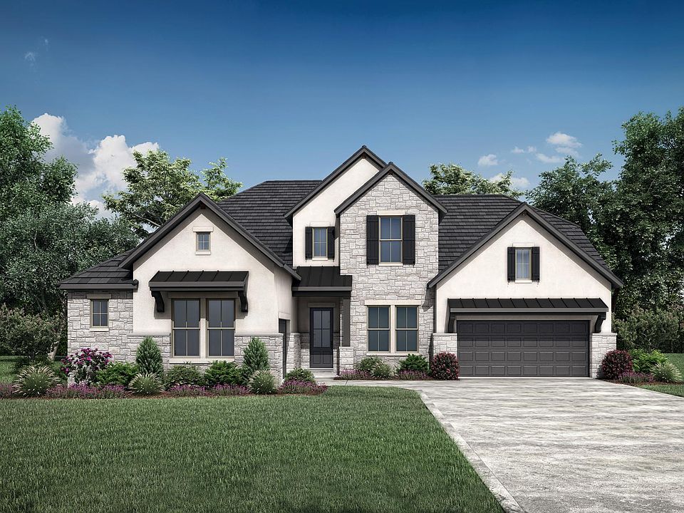 two-story home with stone and stucco