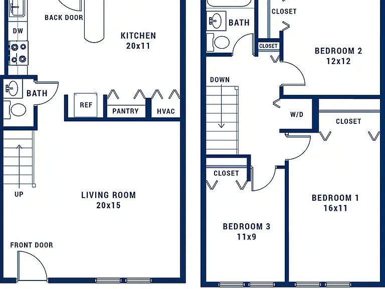 3 Bedroom 1.5 Bath C - thumbnail 3 Bedroom 1.5 Bath C - thumbnail