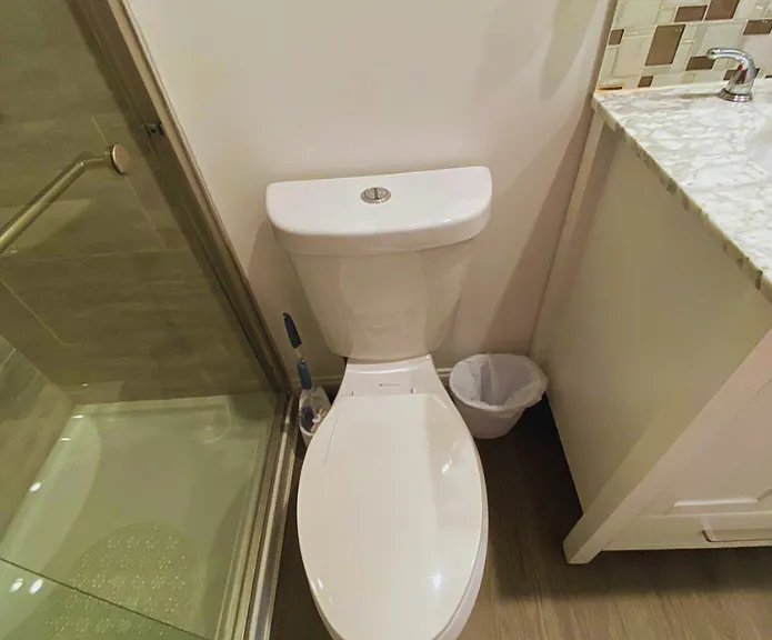 Immaculate and beautiful toilet available for your use.