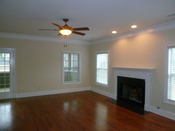 Den with fireplace