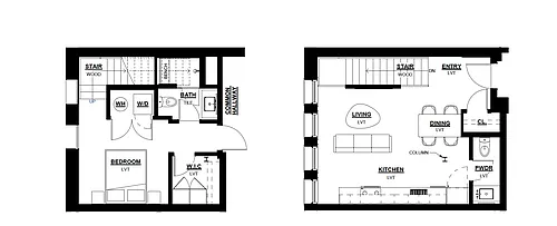 Floor plan 1 Bed - 1.5 Bath Townhome