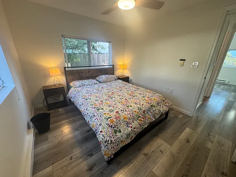 Primary bedroom has a spacious closet with built in storage
