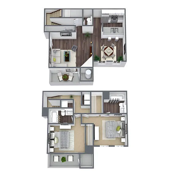 Floor plan B3: 2 Bed 2 Bath