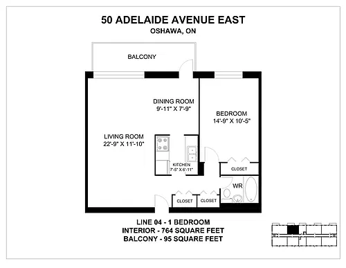 Floor plan 1 Bedroom 1 Bed 1 Bath