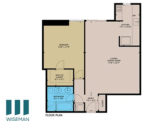 Floor plan 1bed 1bath