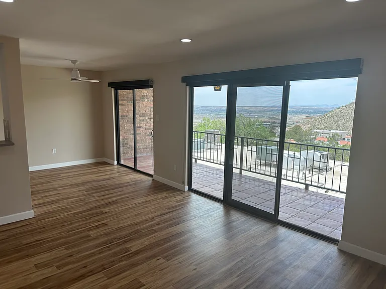 Living room looking out towards the balcony