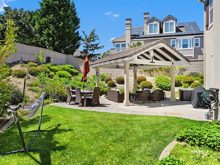 Backyard patio with furnitures