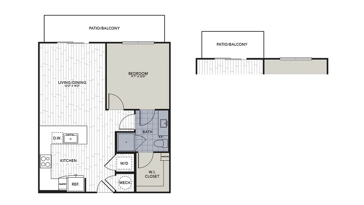 Floor plan A1.2 - One Bedroom, One Bathroom