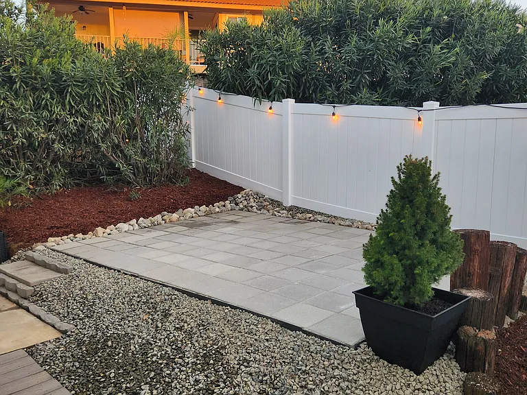 Private yard with raised patio