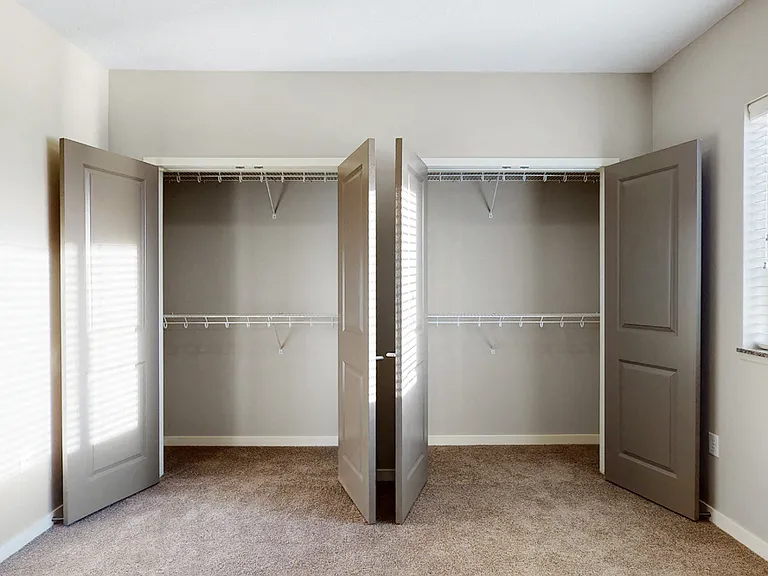 The 2 bedroom Marigold with den floor plan features incredibly spacious closets with abundant storage.