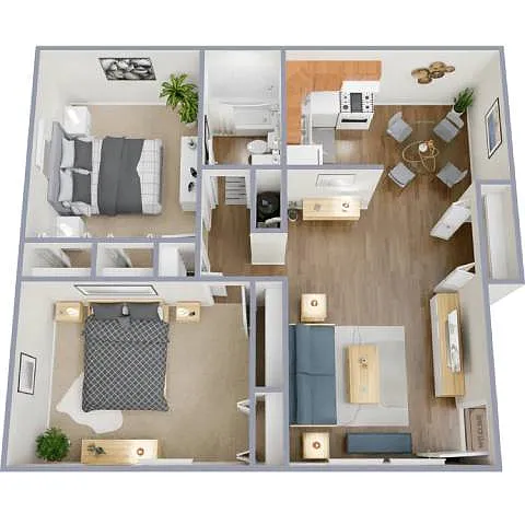 Floor plan 2 Bed 1 Bath