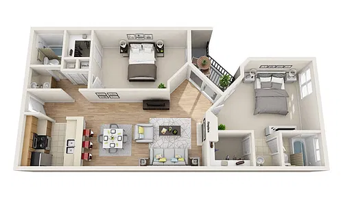 Floor plan 2Beds 2Baths Pavillion L