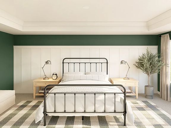 Primary suite with decorative feature wall