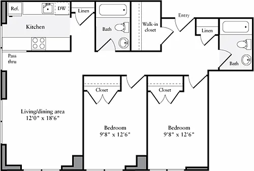 Floor plan The Lofts 2 Bedrooms M