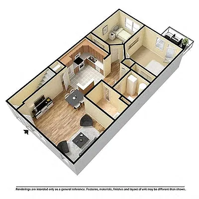 Floor plan Two bedroom, breakfast bar 2