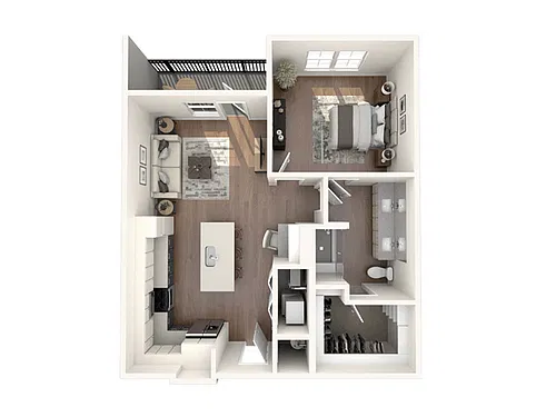 Floor plan 1 Bed, 1 Bath B