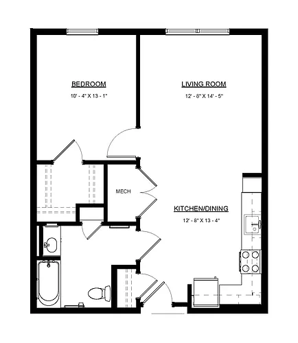 Floor plan 1 Bedroom SENIOR 62 PLUS