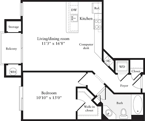 Floor plan 1 Bedroom F
