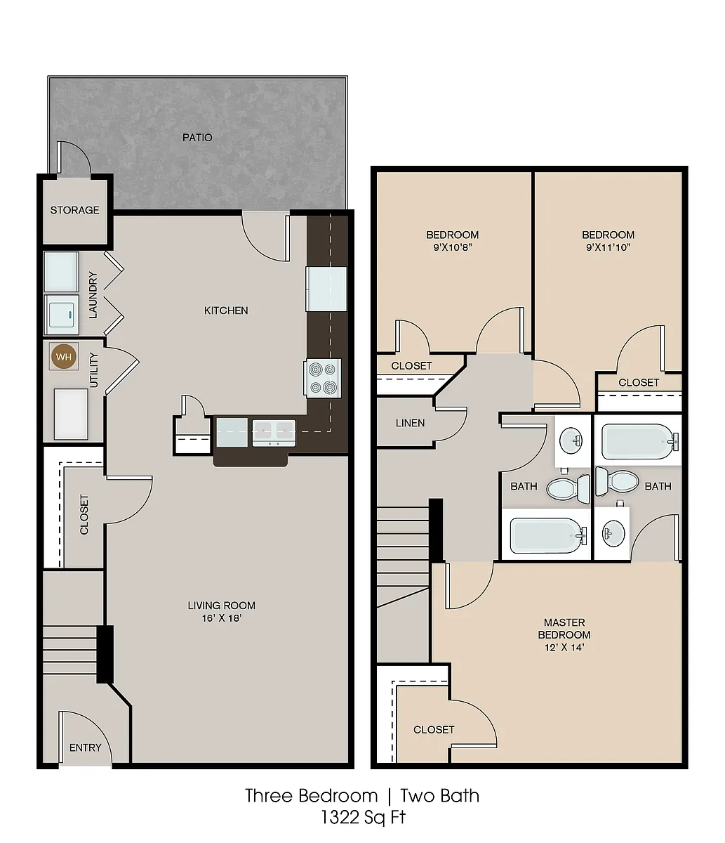 Floor plan 3 Bed 2 Bath