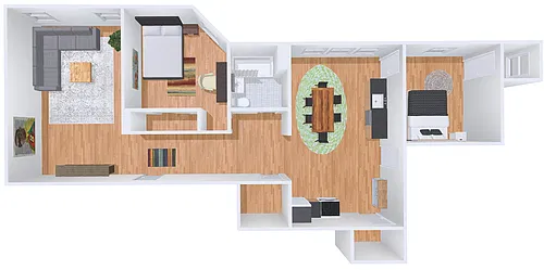 Floor plan 2bd/1b 1249-GDN