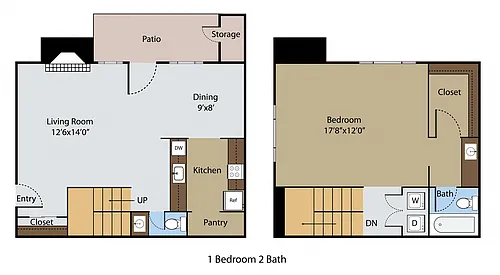 Floor plan 1 BR 1.5 BA