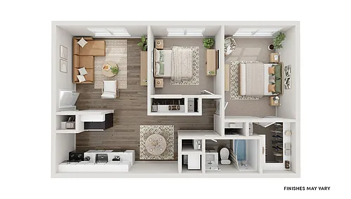 Floor plan 2 BR, 1 BA - Upgrade