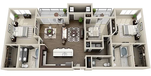 Floor plan 3 Bed 2.5 Bath (FS 4)