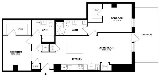 Floor plan 2 Bed/2 Bath-C10
