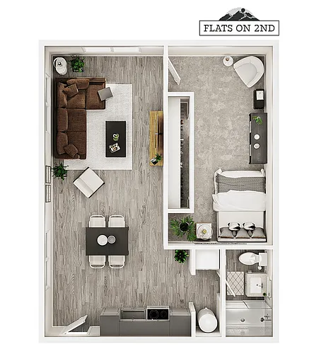 Floor plan 1BR/1BA - A3
