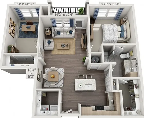 Floor plans are artist's rendering. All dimensions are approximate. Actual product and specifications may vary in dimension or detail. Not all features are available in every apartment. Prices and availability are subject to change. Floor plans are artist