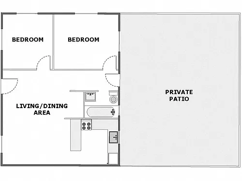 Floor plan 2 Bed / 1 Bath: Type B