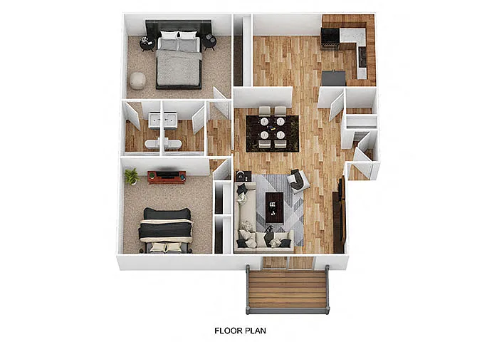 Floor plan 2 Bedroom 2 Bath