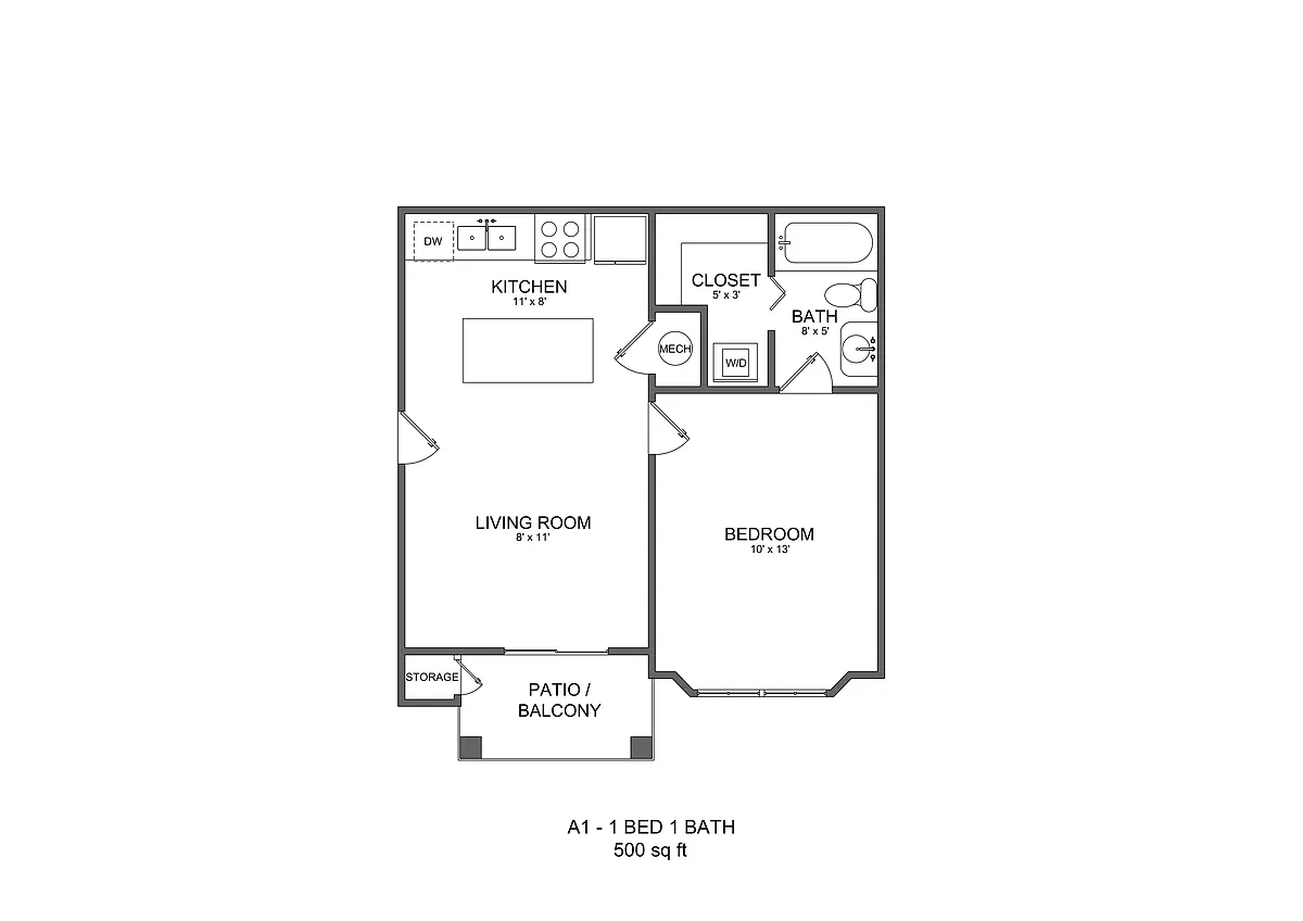 Floor plan A1 - One Bedroom