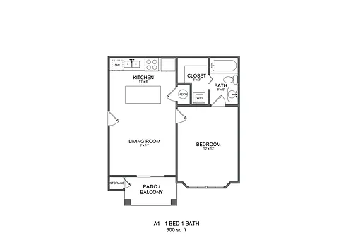 Floor plan A1 - One Bedroom