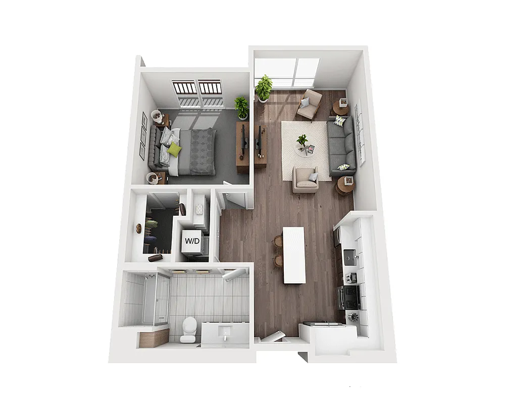 Floor plan One Bedroom A1D