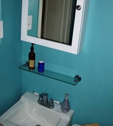 Bathroom is minimalist... but it is cute!