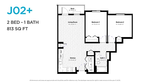 Floor plan Two Bedroom One Bath
