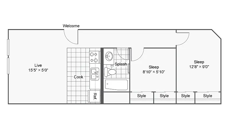 Floor plan Two Bedroom- Income Restricted LURA 60