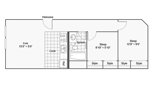 Floor plan Two Bedroom- Income Restricted LURA 60