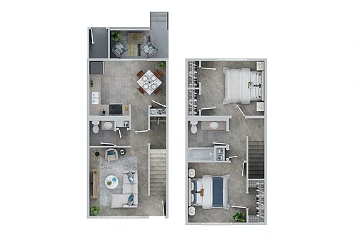 Floor plan 2 Bed, 1.5 Bath