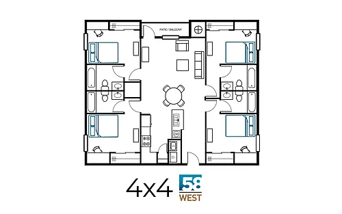 Floor plan 4 Bed 4 Bath Pricing Per Room