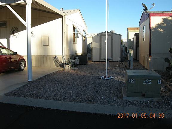 back side with storage shed