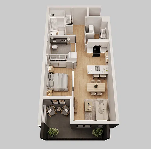 Floor plan 1 Bedroom & Den (B5)