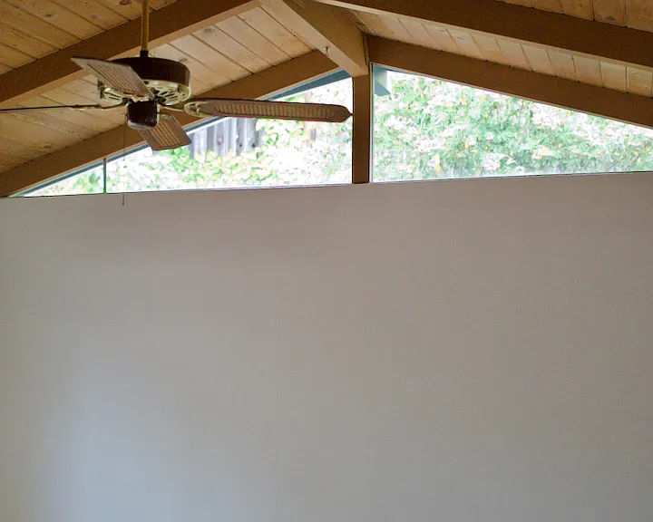 Bonus room with vaulted ceilings and mid-century clerestory window